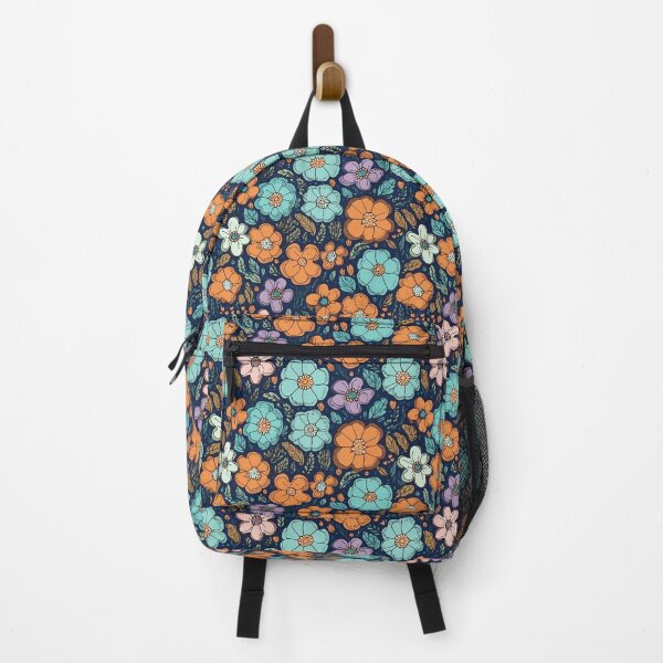 Item preview, Boho floral pattern backpack designed and sold by baggageboutique.