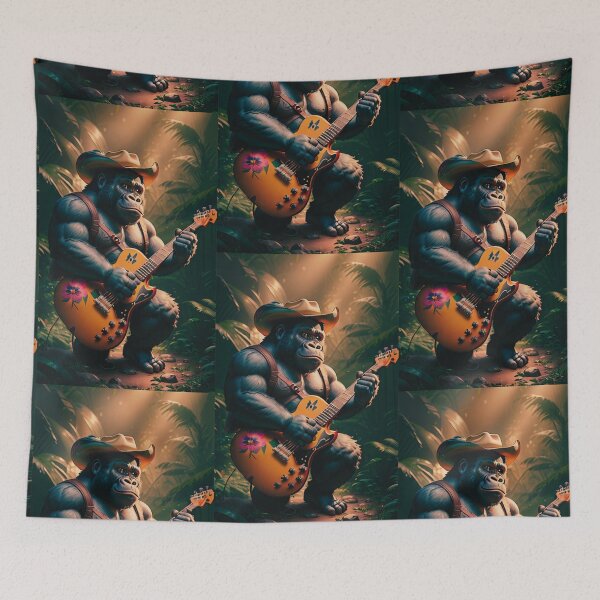Item preview, a cool cowboy gorilla playing guitar in the jungle designed and sold by Pelzi100.
