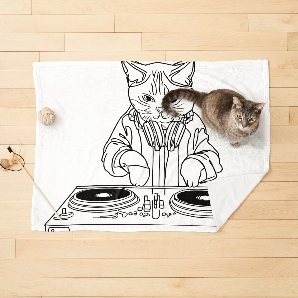 Cat is the DJ | Old school Turntable Vinyl LP | Music | Sticker