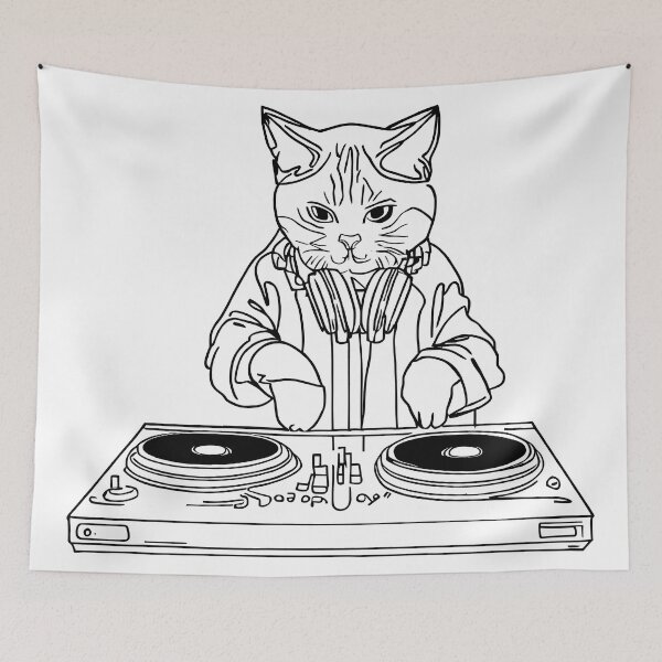 Item preview, Cat is the DJ | Old school Turntable Vinyl LP | Music designed and sold by Jumitu-Art.