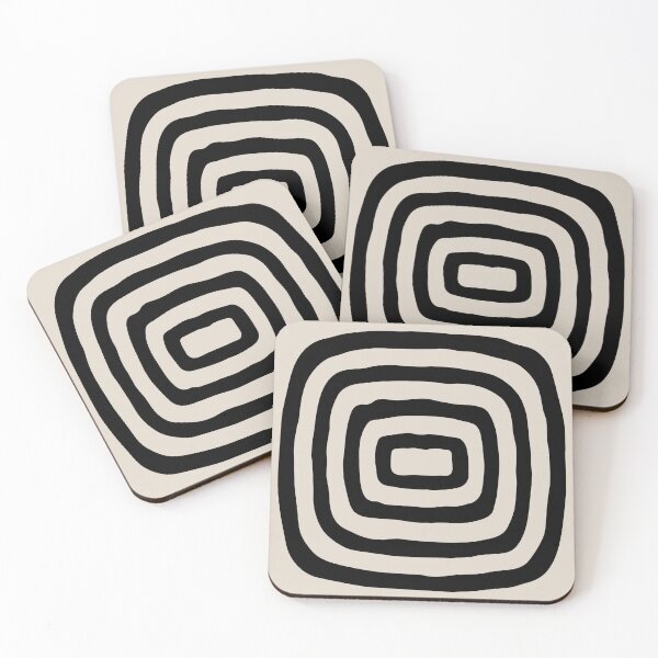 Item preview, Retro Mid Century Atomic Rings 126 Black and Linen White designed and sold by tonymagnerart.