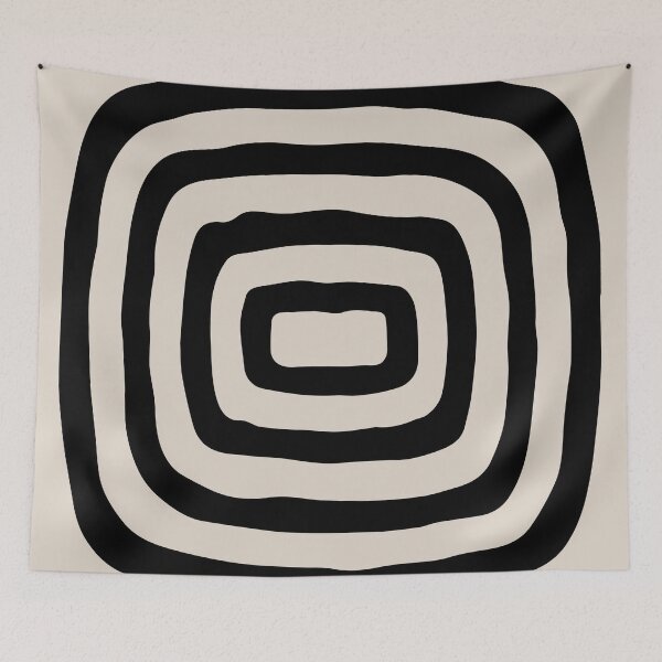 Item preview, Retro Mid Century Atomic Rings 126 Black and Linen White designed and sold by tonymagnerart.
