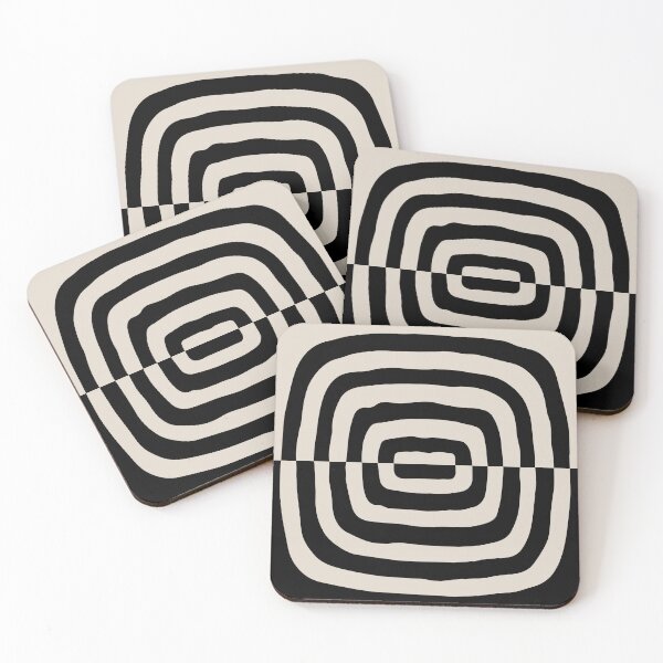 Item preview, Retro Mid Century Atomic Rings 127 Black and Linen White designed and sold by tonymagnerart.