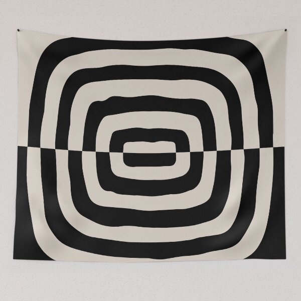 Item preview, Retro Mid Century Atomic Rings 127 Black and Linen White designed and sold by tonymagnerart.