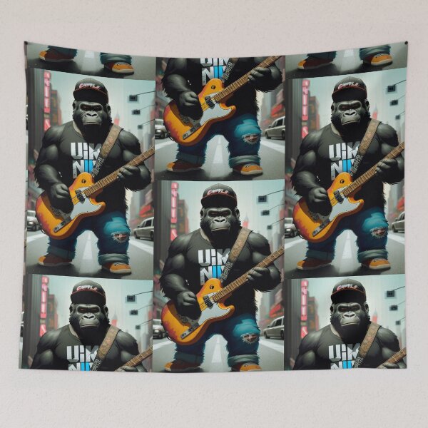 Item preview, a cool gorilla playing guitar in the city designed and sold by Pelzi100.