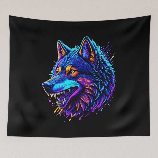 Item preview, Colorful Abstract Wolf designed and sold by Meliafroggy.