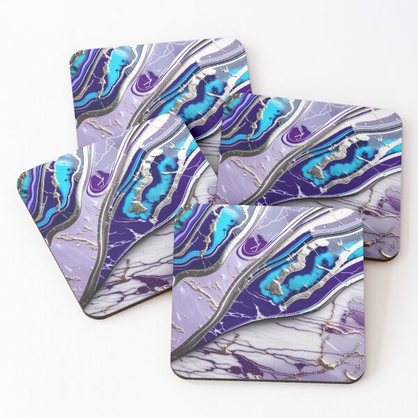 Item preview, Blue, Turquoise, Silver & Purple Marble Symphony #8 designed and sold by BirdsnStuff.