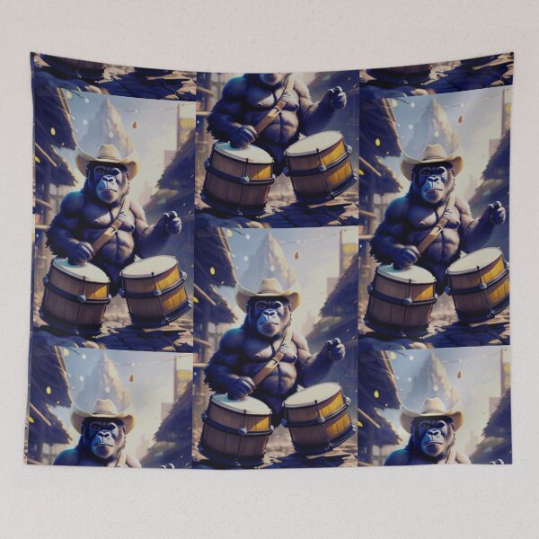 Item preview, a cool gorilla playing drums designed and sold by Pelzi100.
