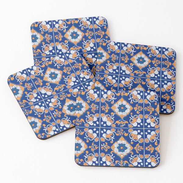 Item preview, Blue and Orange Majolica Tiles Pattern designed and sold by capefox.