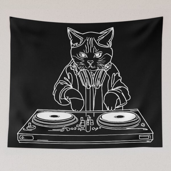Item preview, Cat is the DJ | Old school Turntable Vinyl LP | Music 2 designed and sold by Jumitu-Art.
