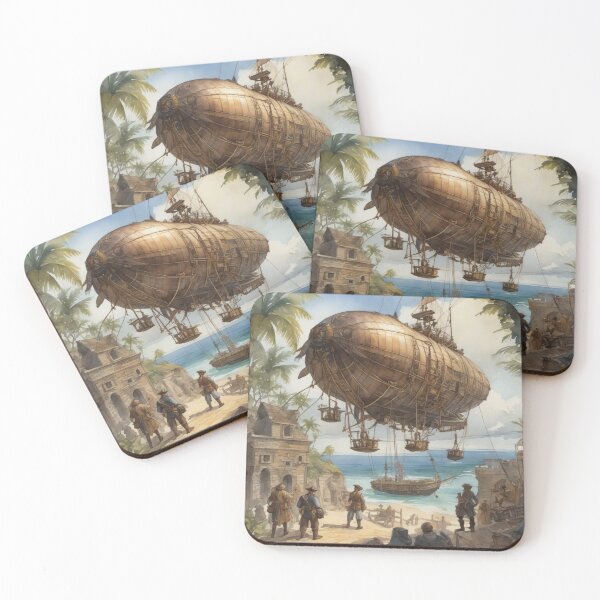 Item preview, Skyward Scoundrels: The Airship Pirates' Treasure Hunt Watercolour designed and sold by ArtbyAdrian.