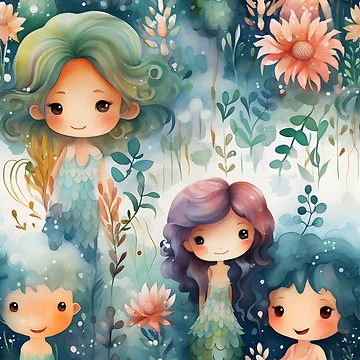 Artwork thumbnail, Mermaids Pattern 8 by DigitalPatternx