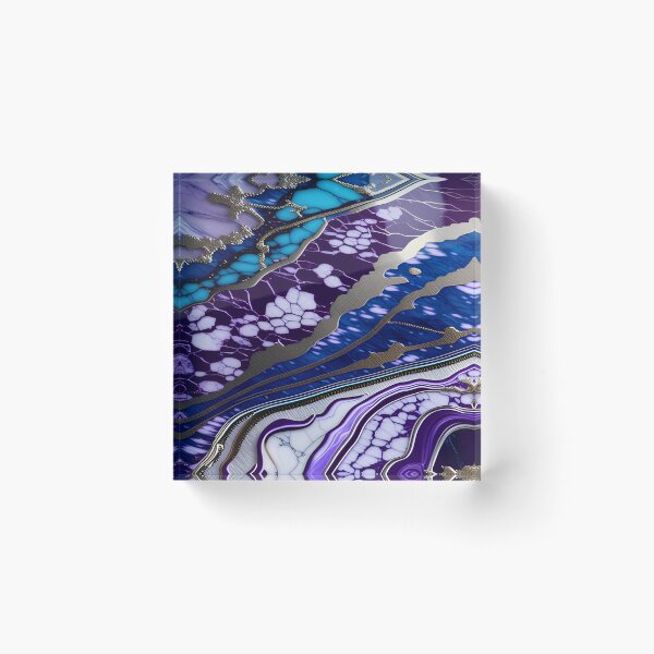 Item preview, Blue, Turquoise, Silver & Purple Marble Symphony #8 designed and sold by BirdsnStuff.