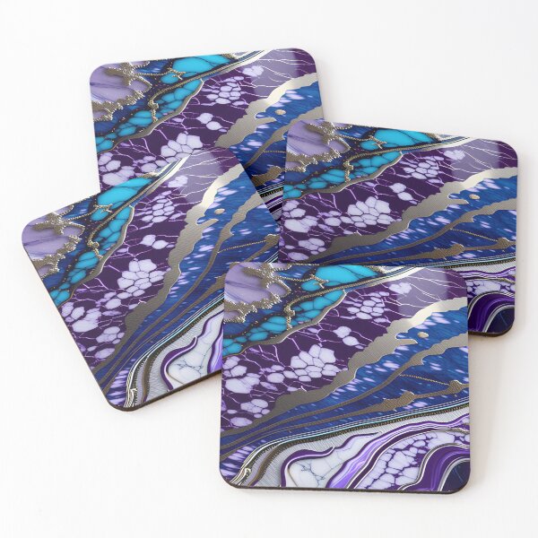 Item preview, Blue, Turquoise, Silver & Purple Marble Symphony #8 designed and sold by BirdsnStuff.