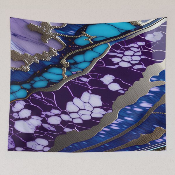 Item preview, Blue, Turquoise, Silver & Purple Marble Symphony #8 designed and sold by BirdsnStuff.