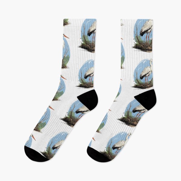 Item preview, White Stork Bird Lover Stork's Nest Sky designed and sold by LudwikeArts.