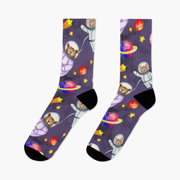 Item preview, Watercolor Forest Animal Astronauts in Space on Deep Purple designed and sold by Sockstomistic.