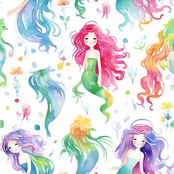 Artwork thumbnail, Mermaids Pattern 9 by DigitalPatternx