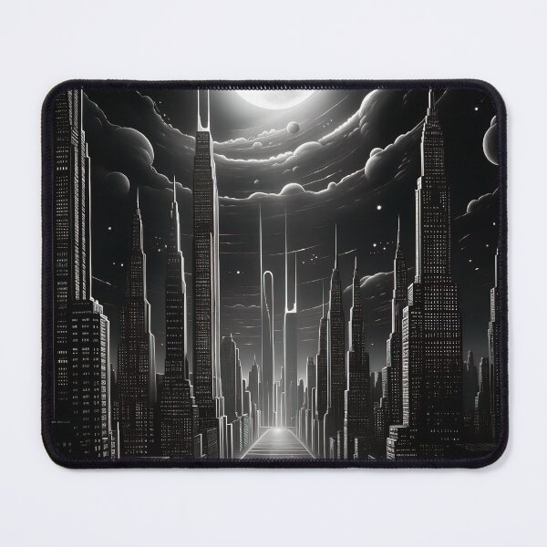 Item preview, Futuristic Chicago Black and White Drawing designed and sold by vicvalli.