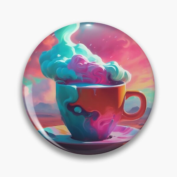 Item preview, colorful cup of coffee and marshmallow in dreamy Image of a dreamy colorful cup of coffee with bullet holes in it filled with creativity coffee tornado of marshmallow designed and sold by Five Seventy Five.