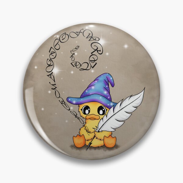 Item preview, cute duck with writer feather designed and sold by Pezi-Creation.