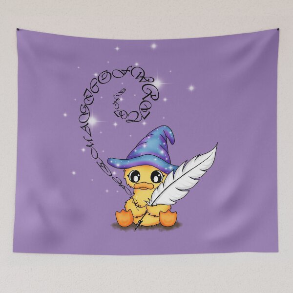 Item preview, cute duck with writer feather designed and sold by Pezi-Creation.