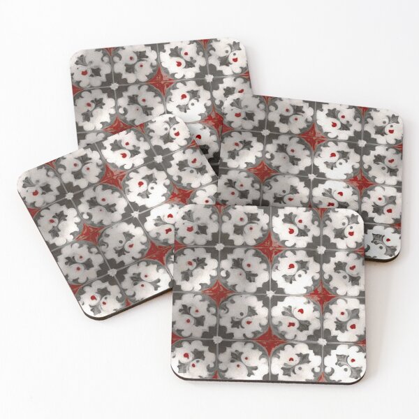 Item preview, Red, White and Grey Majolica Tiles Pattern designed and sold by capefox.