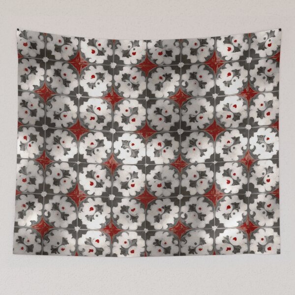 Item preview, Red, White and Grey Majolica Tiles Pattern designed and sold by capefox.