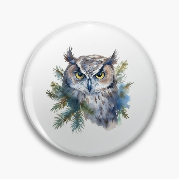 Item preview, Portrait of an Owl Amongst Foliage watercolor art  designed and sold by EmmaFinchDesign.