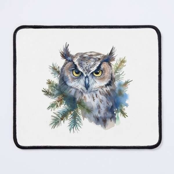 Item preview, Portrait of an Owl Amongst Foliage watercolor art designed and sold by EmmaFinchDesign.