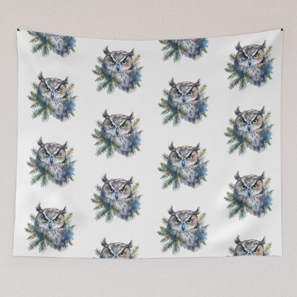 Item preview, Portrait of an Owl Amongst Foliage watercolor art  designed and sold by EmmaFinchDesign.