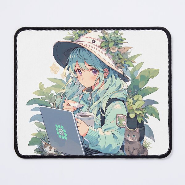 Item preview, Plants and Coffee: Anime Girl Blue designed and sold by CosmicCaravan.