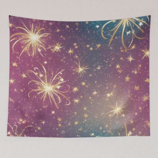 Item preview, Sparkling Night Sky: Golden Fireworks on Purple designed and sold by Poetic4Passion.