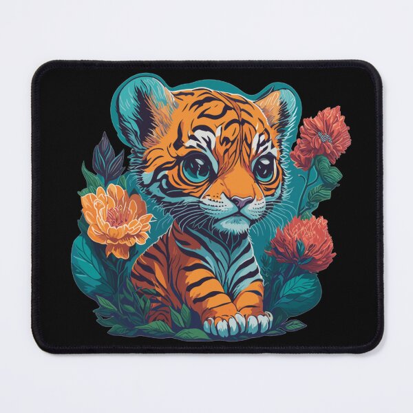Item preview, Cute Tiger Cub with Flowers designed and sold by FocusChillax.