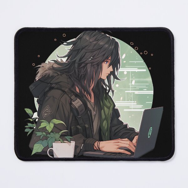 Item preview, Plants and Coffee: Anime Boy Black designed and sold by CosmicCaravan.