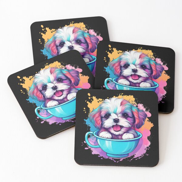 Item preview, Colorful Kawaii Teacup Shichon designed and sold by Leonardo Palumbo.