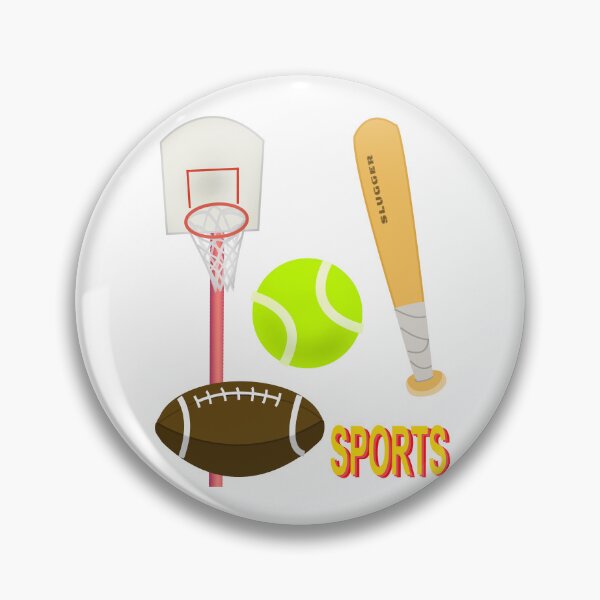 Item preview, Sports: Baseball bat, basketball hoop, tennis ball, football. Played outside, good weather. designed and sold by ColorByBlank.