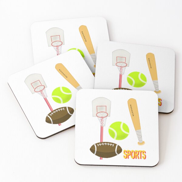 Item preview, Sports: Baseball bat, basketball hoop, tennis ball, football. Played outside, good weather. designed and sold by ColorByBlank.