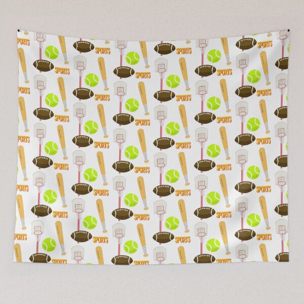 Item preview, Sports: Baseball bat, basketball hoop, tennis ball, football. Played outside, good weather. designed and sold by ColorByBlank.