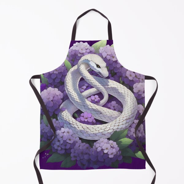 Item preview, White snake with ortensia flowers designed and sold by Snorter.