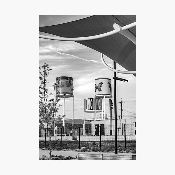 Item preview, Playful Towers In Downtown Rogers - Black And White designed and sold by Gregory Ballos.
