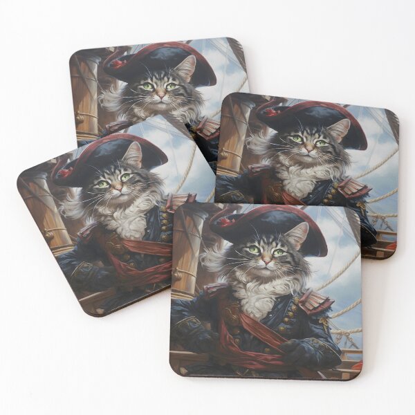 Item preview, Pirate Cat Portrait Art designed and sold by ConfettiSkyArt.