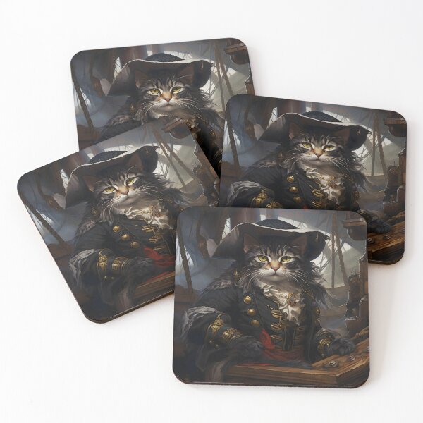 Item preview, Pirate Cat Portrait Art designed and sold by ConfettiSkyArt.