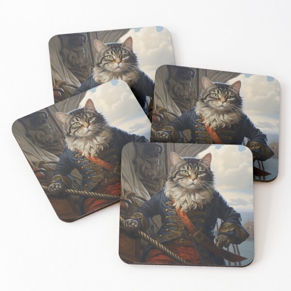 Item preview, Pirate Cat Portrait Art designed and sold by ConfettiSkyArt.