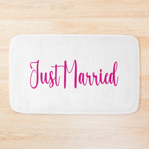 Item preview, Elegant script text 'Just Married' in pink designed and sold by janedewaard.
