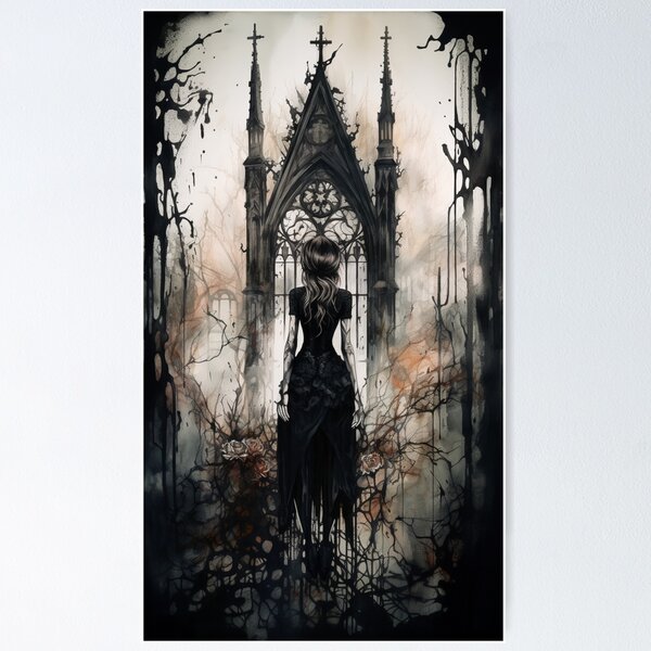 Item preview, Gothic Girl, Vintage Watercolor designed and sold by Noir Phantasm.