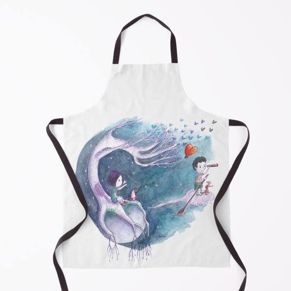 Item preview, Boy sailing away with girl's heart balloon. designed and sold by PenguinGirl-Art.