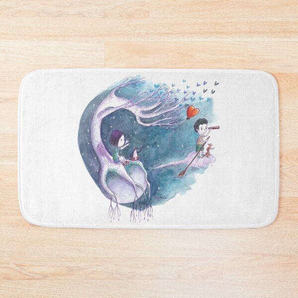 Item preview, Boy sailing away with girl's heart balloon.  designed and sold by PenguinGirl-Art.