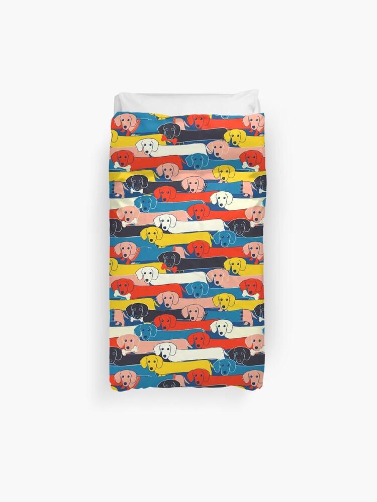 Colored Cute Dogs Pattern 2 Duvet Cover By Showmemars Redbubble