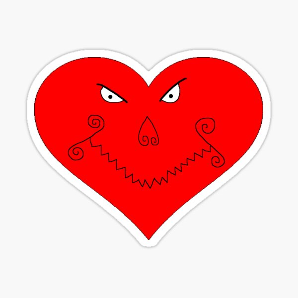 Evil Heart Face Sticker